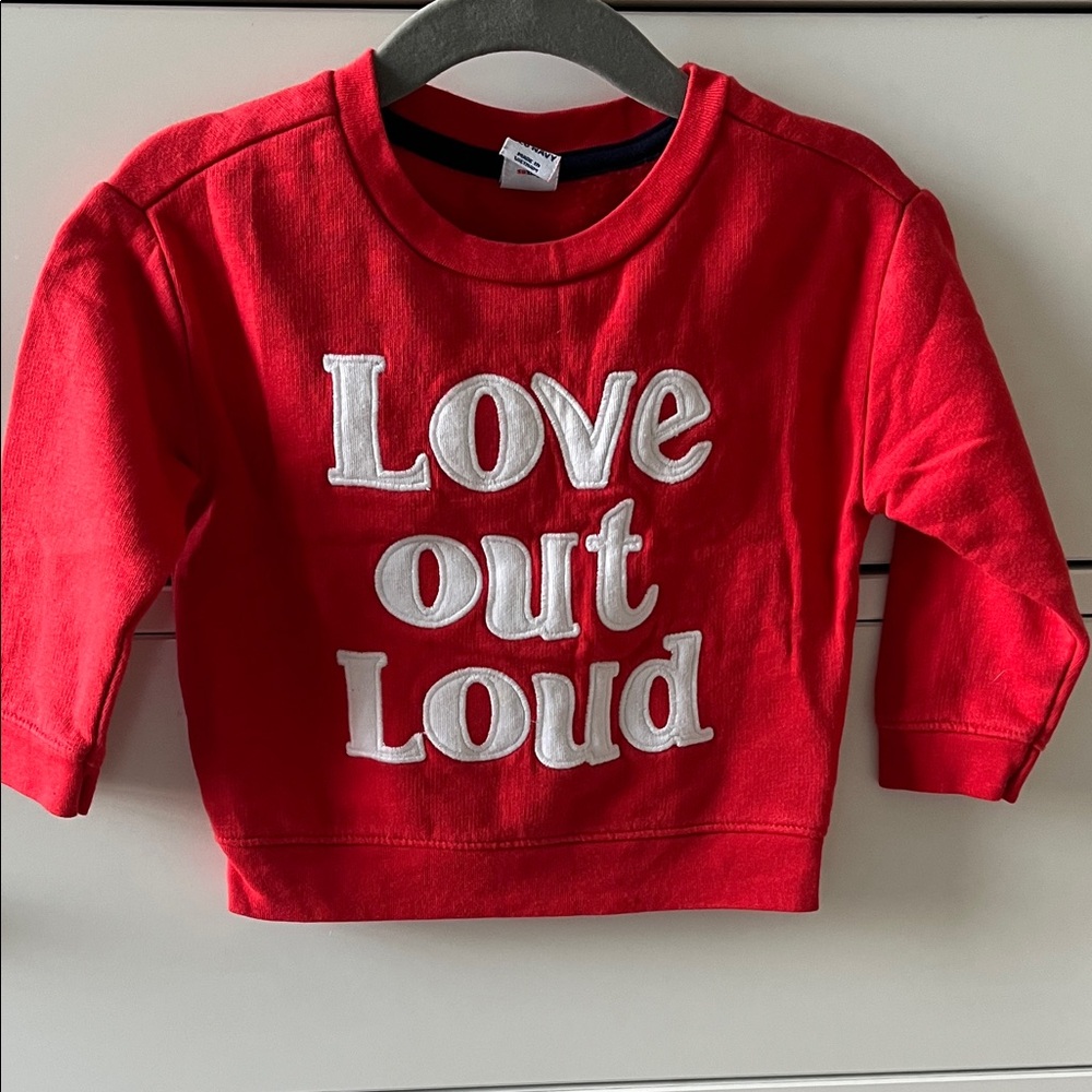 Old Navy Red Kids Sweatshirt with 'Love Out Loud' Design